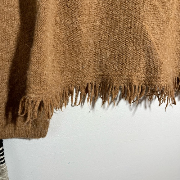Anthropologie brown cowl neck sweater with fringe - Picture 3 of 9